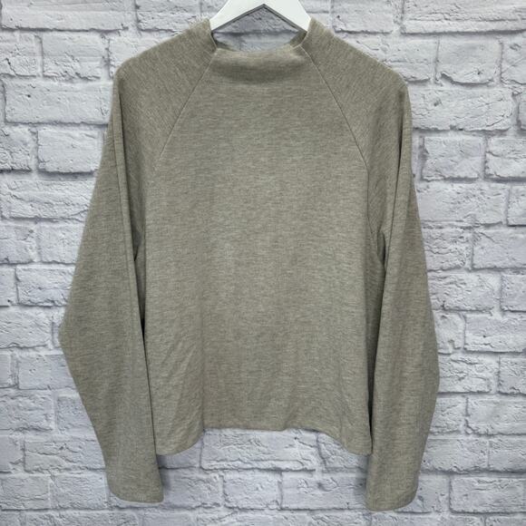 Bobi Tomlinson Mock Neck Top Shirt Oatmeal Beige Size XL Raglan Sleeves New - Picture 2 of 6